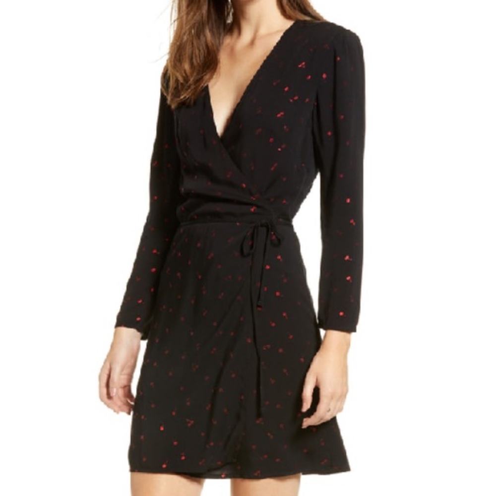 Rails Lola metallic cherry black wrap dress extra small